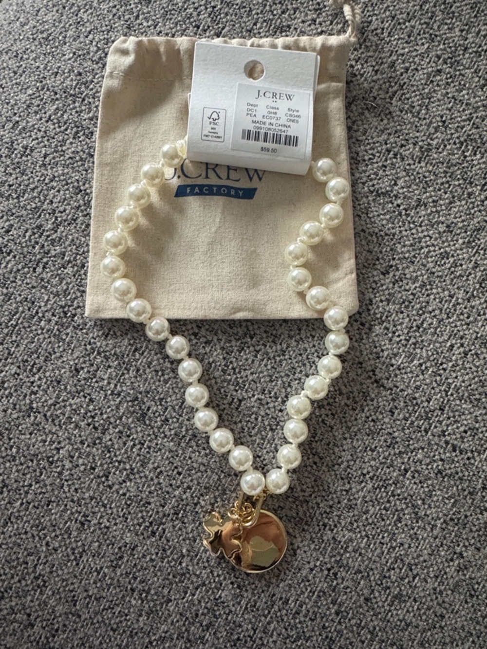 NWT J. Crew Factory “Je t'aime” pearl pendant necklace - Picture 3 of 6